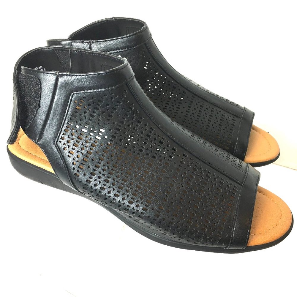Sandals Comfortview Blakely Open Toe Flat Ankle Black 7.5W